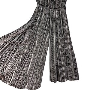 Tribal Palazzo Pants Womens S/M Black White Aztec Boho Wide Leg Festival Hippie